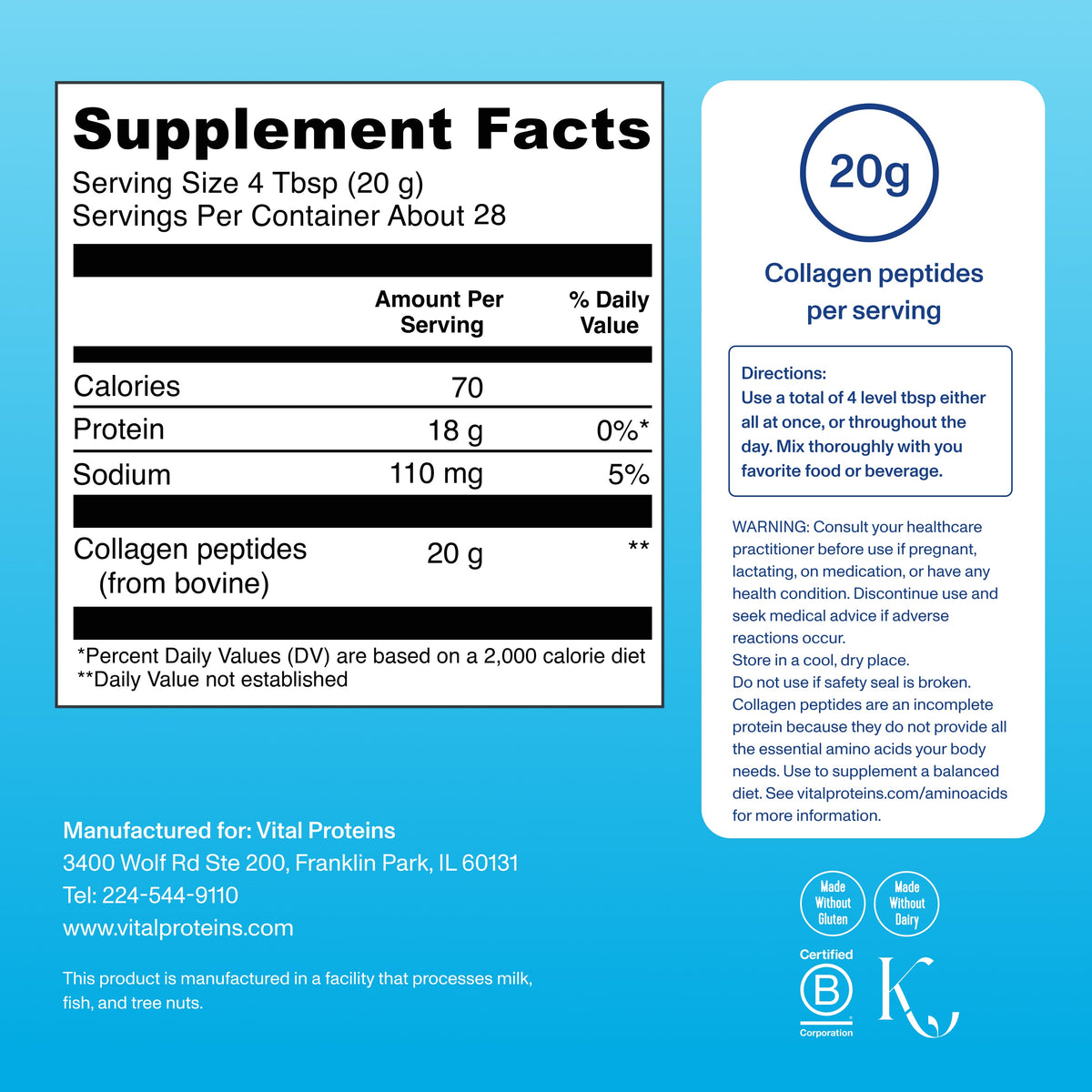 Vital Proteins Collagen Peptides - Unflavored (20 oz)