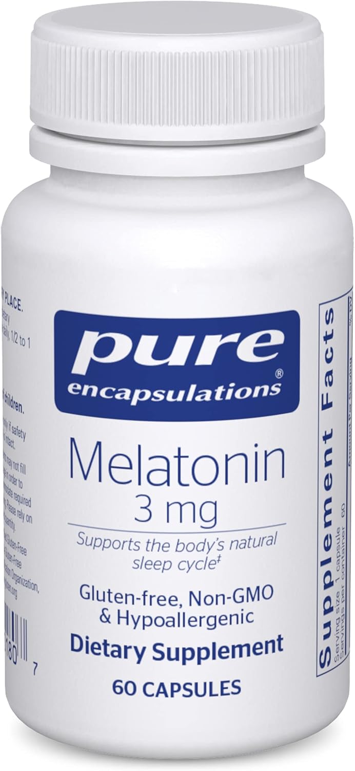 Pure Encapsulations® Melatonin 3 mg - Antioxidant Supplement to Support Natural Sleeping - 60 Capsules