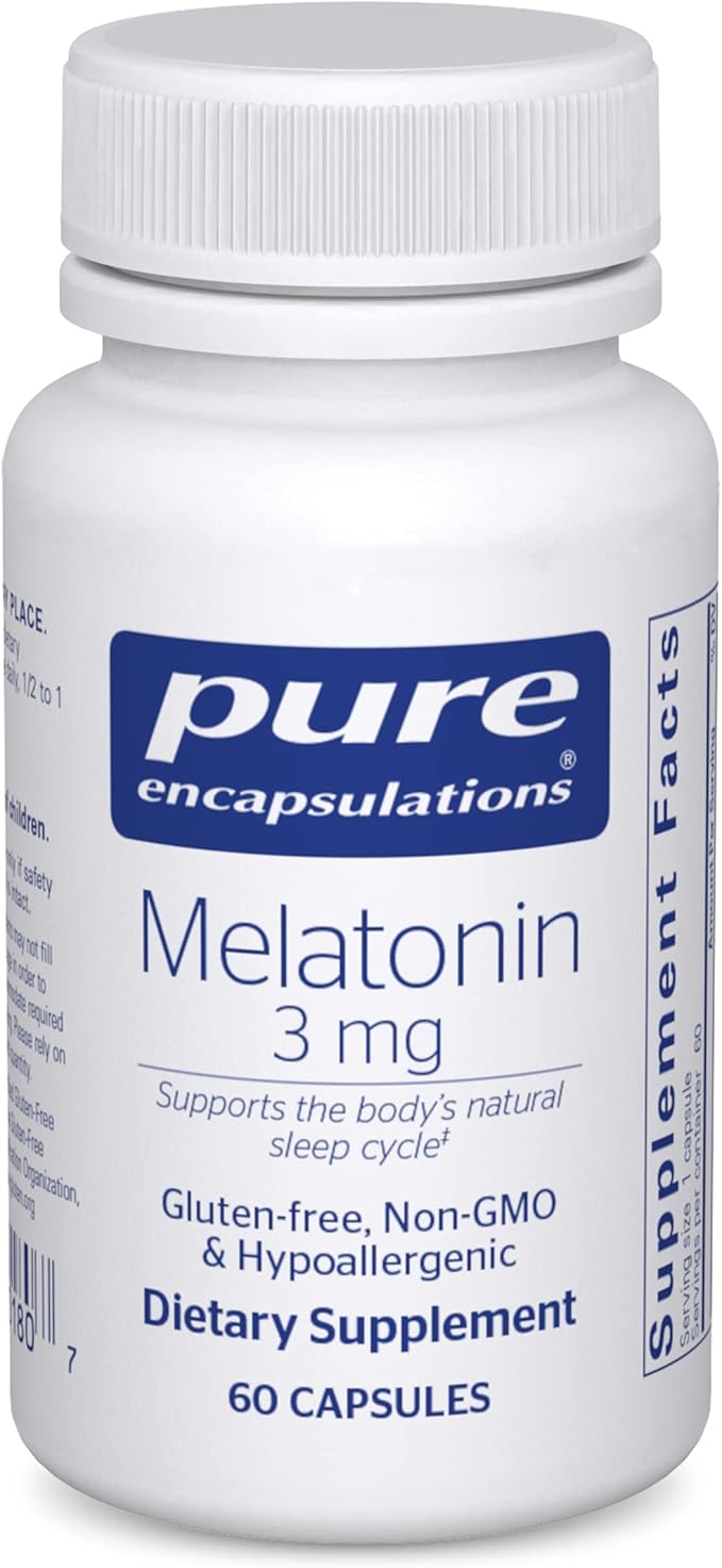 Pure Encapsulations® Melatonin 3 mg - Antioxidant Supplement to Support Natural Sleeping - 60 Capsules