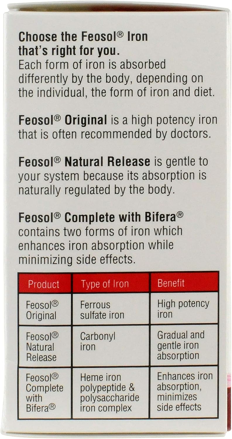 Feosol Original Iron Supplement - 325mg Ferrous Sulfate - 120 Tablets