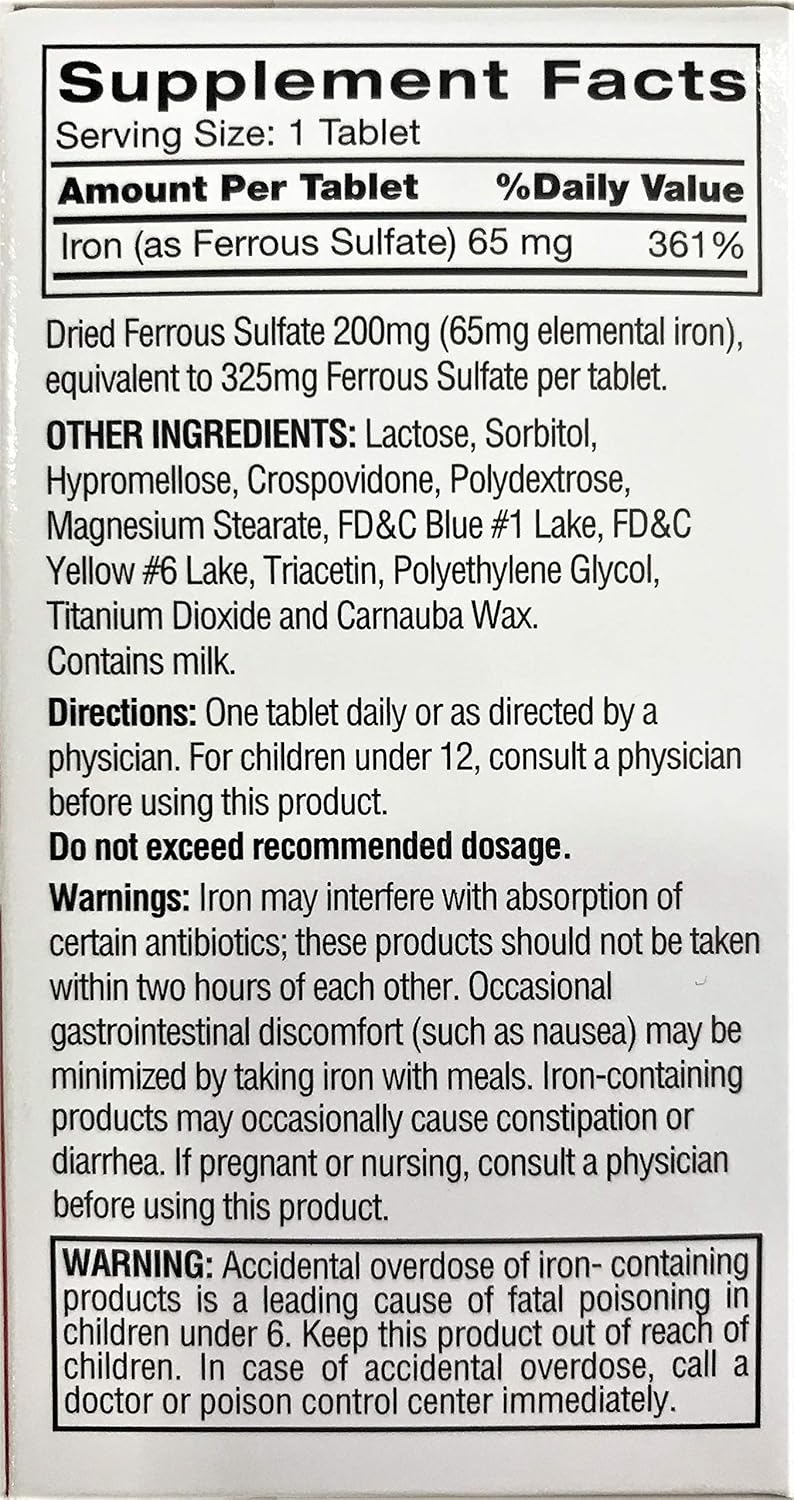Feosol Original Iron Supplement - 325mg Ferrous Sulfate - 120 Tablets