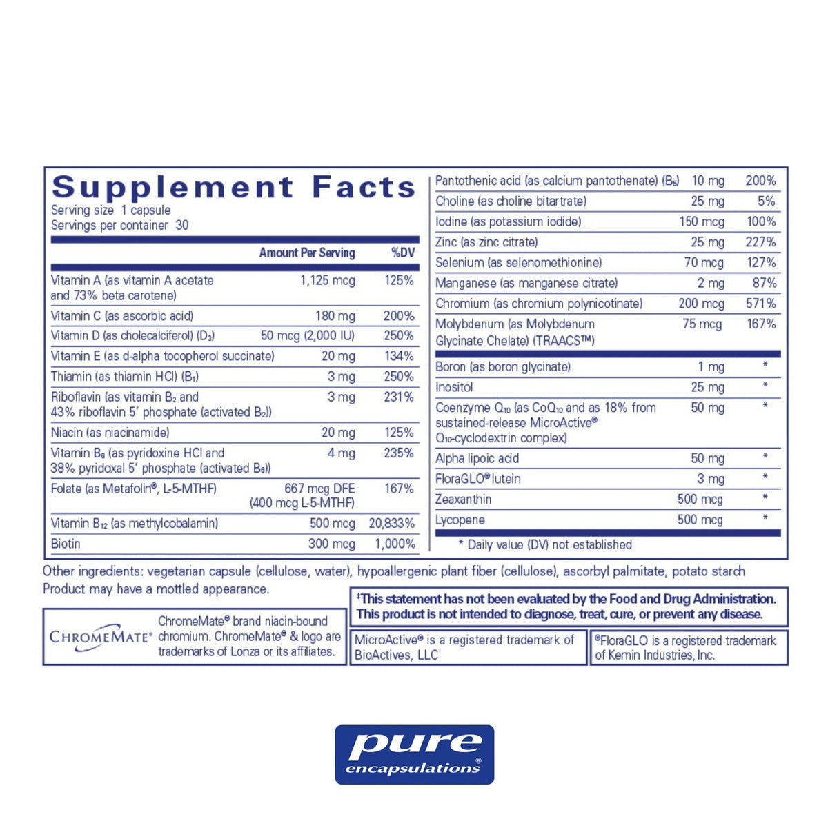 Pure Encapsulations® O.N.E.™ Multivitamin - 30 Capsules