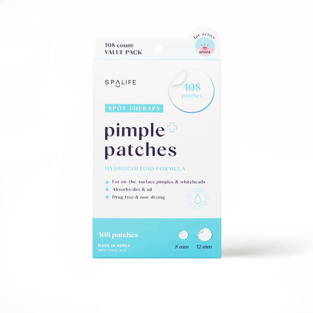 Spot Therapy Hydrocolloid Pimple Patches – 108 Count White Box
