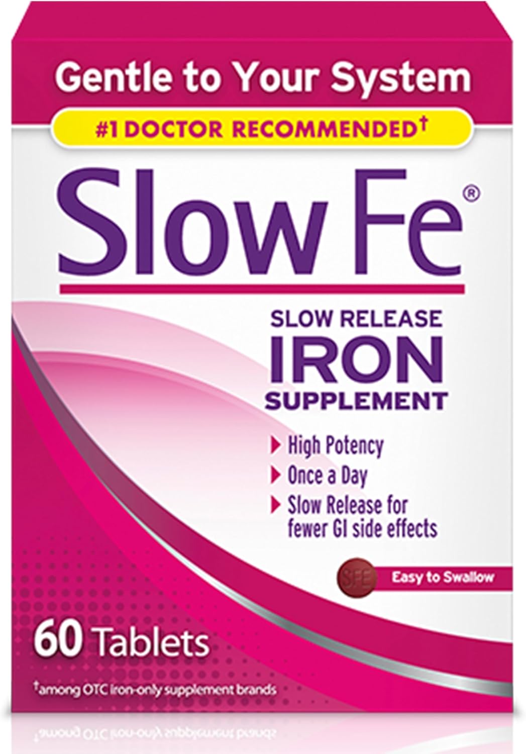 Slow Fe 45mg Iron Supplement - Slow Release, High Potency - 30 Count