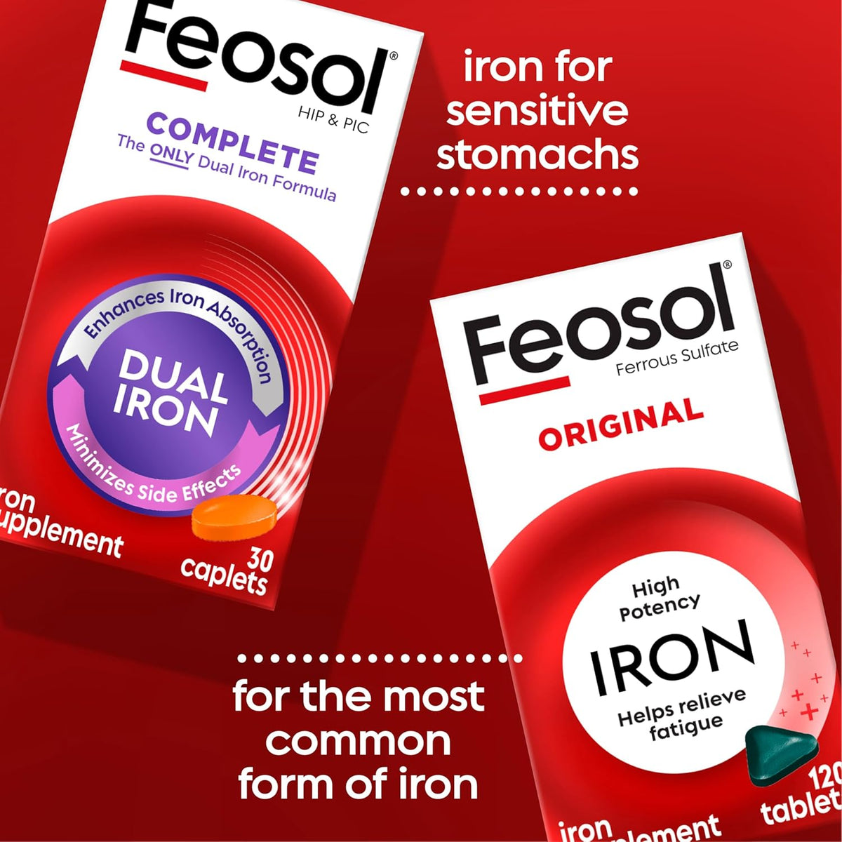 Feosol Original Iron Supplement - 325mg Ferrous Sulfate - 120 Tablets