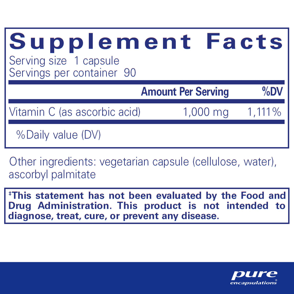 Pure Encapsulations® Ascorbic Acid 1,000 mg Vitamin C - 90 capsules